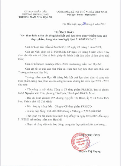 THÔNG BÁO