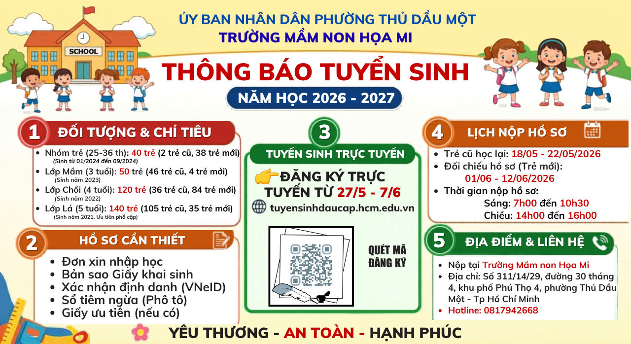 THÔNG BÁO TUYỂN SINH NĂM HỌC 2026-2027